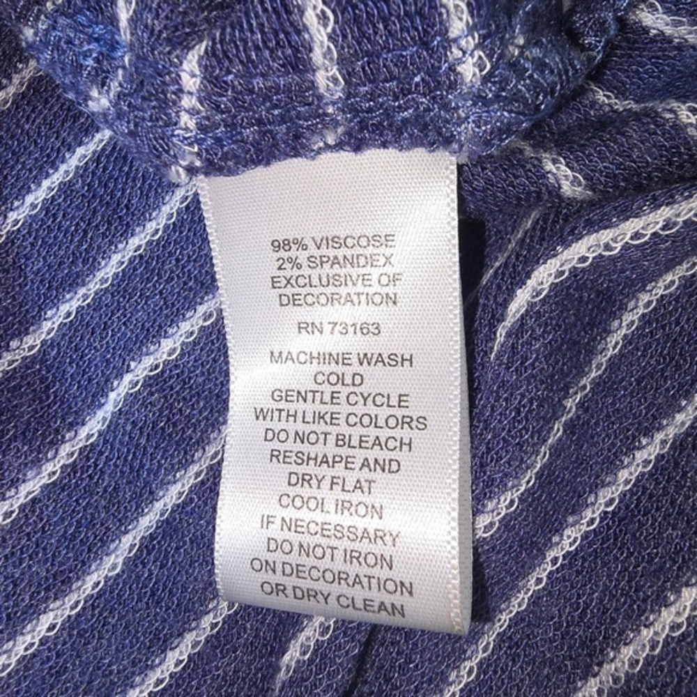 Cupio Blue White Striped 3/4 Sleeve Drawstring Waist Knit Dress XL - Picture 6 of 6